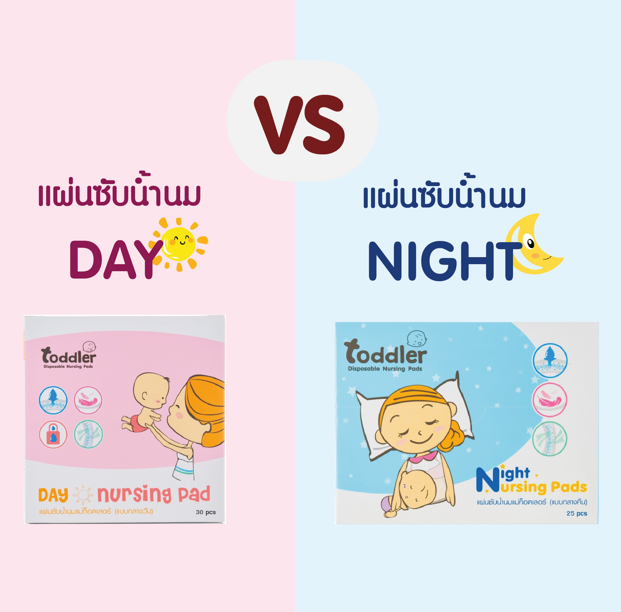 แผ่นซับน้ำนม กลางวัน vs กลางคืน